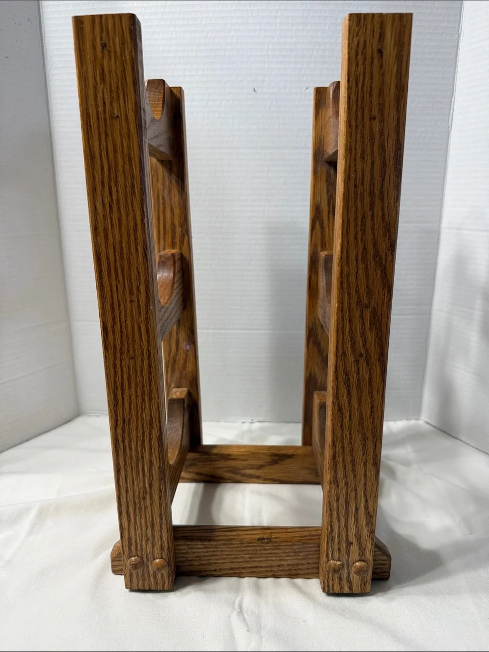 Artisan Crafted Solid Oak 3 Bottle Wine Holder Stand or Bath Towel Rack - Brown